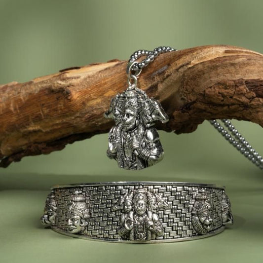 5-Mukhi Hanuman Kada with 5-Munjai Hanumna Pendant with Chain